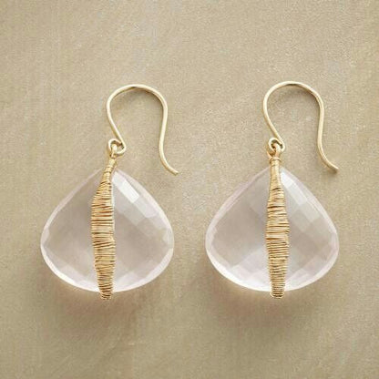 Pendientes Artesanales en Oro con Cristal Blanco