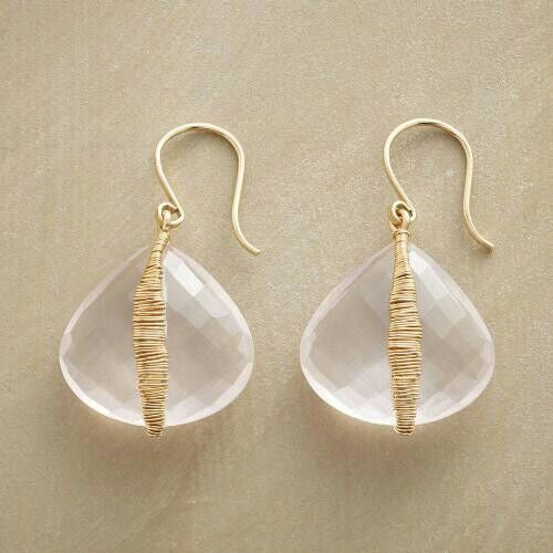 Pendientes Artesanales en Oro con Cristal Blanco
