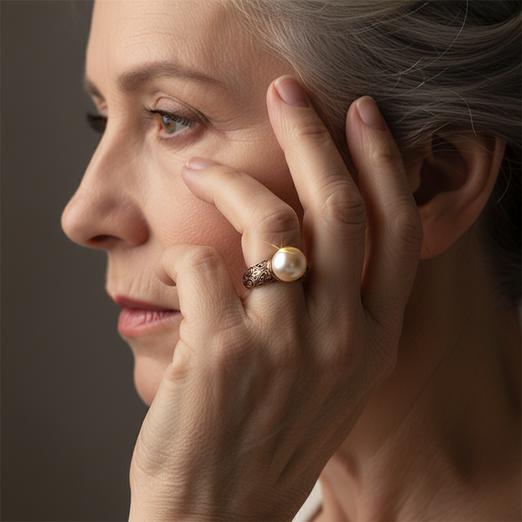 Anillo Vintage Dorado con Perla