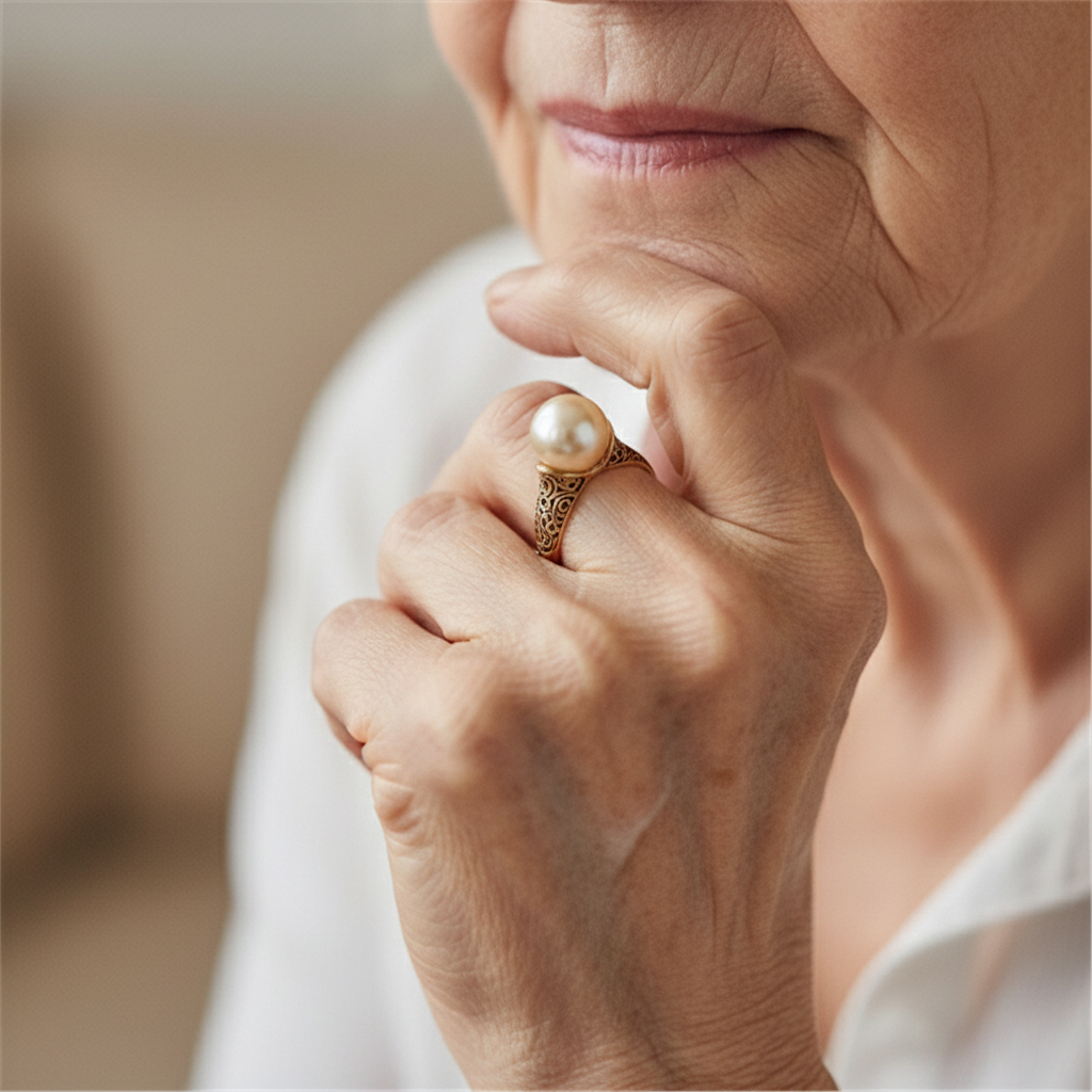 Anillo Vintage Dorado con Perla