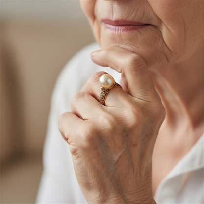 Anillo Vintage Dorado con Perla