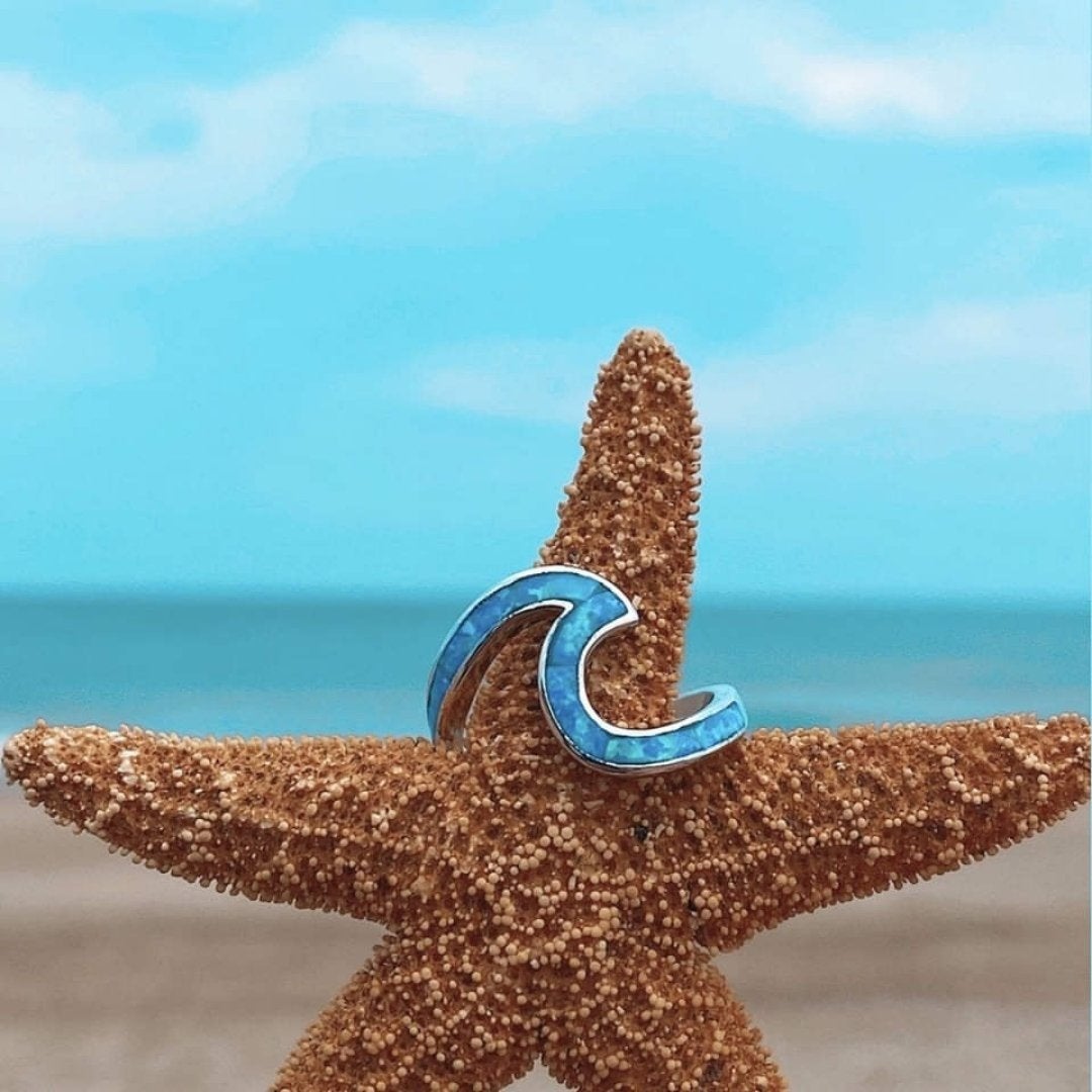 Anillo Ola del Mar en ópalo y plata