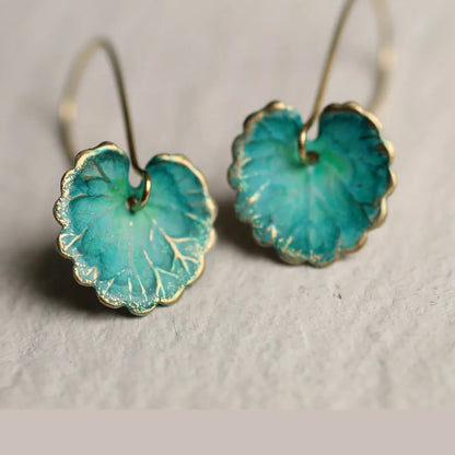 Pendientes vintage en forma de hoja azul