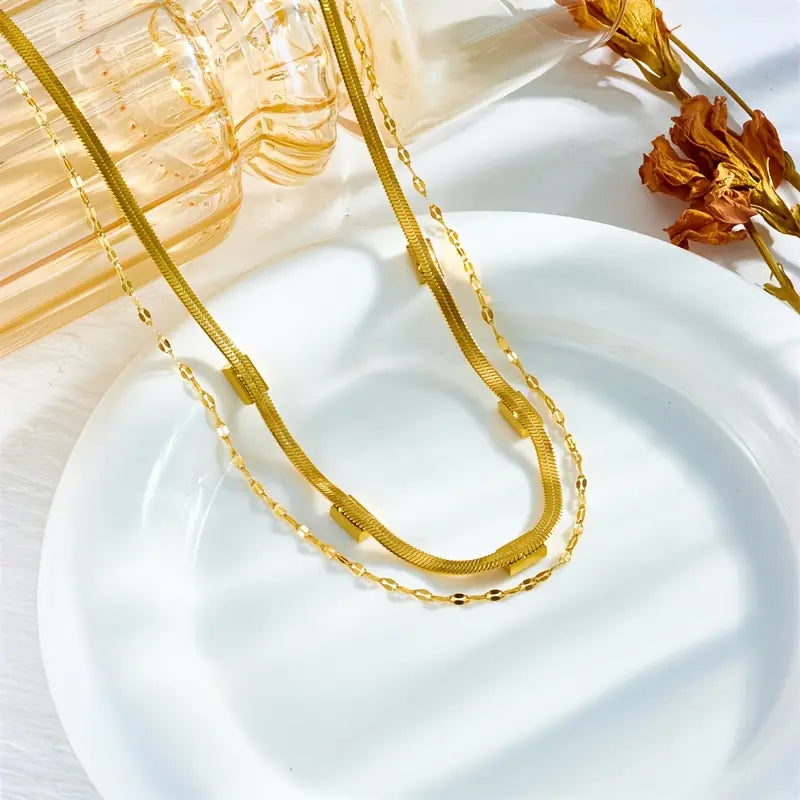 Collar Sorella Gem de dos capas en oro retro