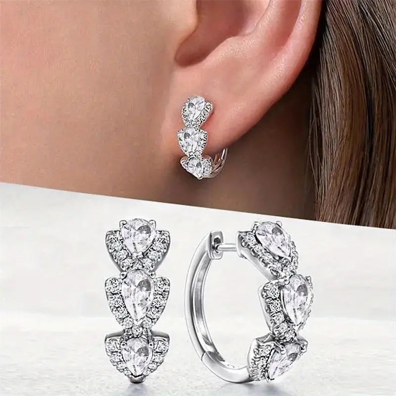 Pendientes de Aro con Cristal Brillante