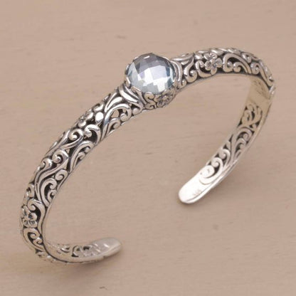 Pulsera vintage de plata abierta con circonitas