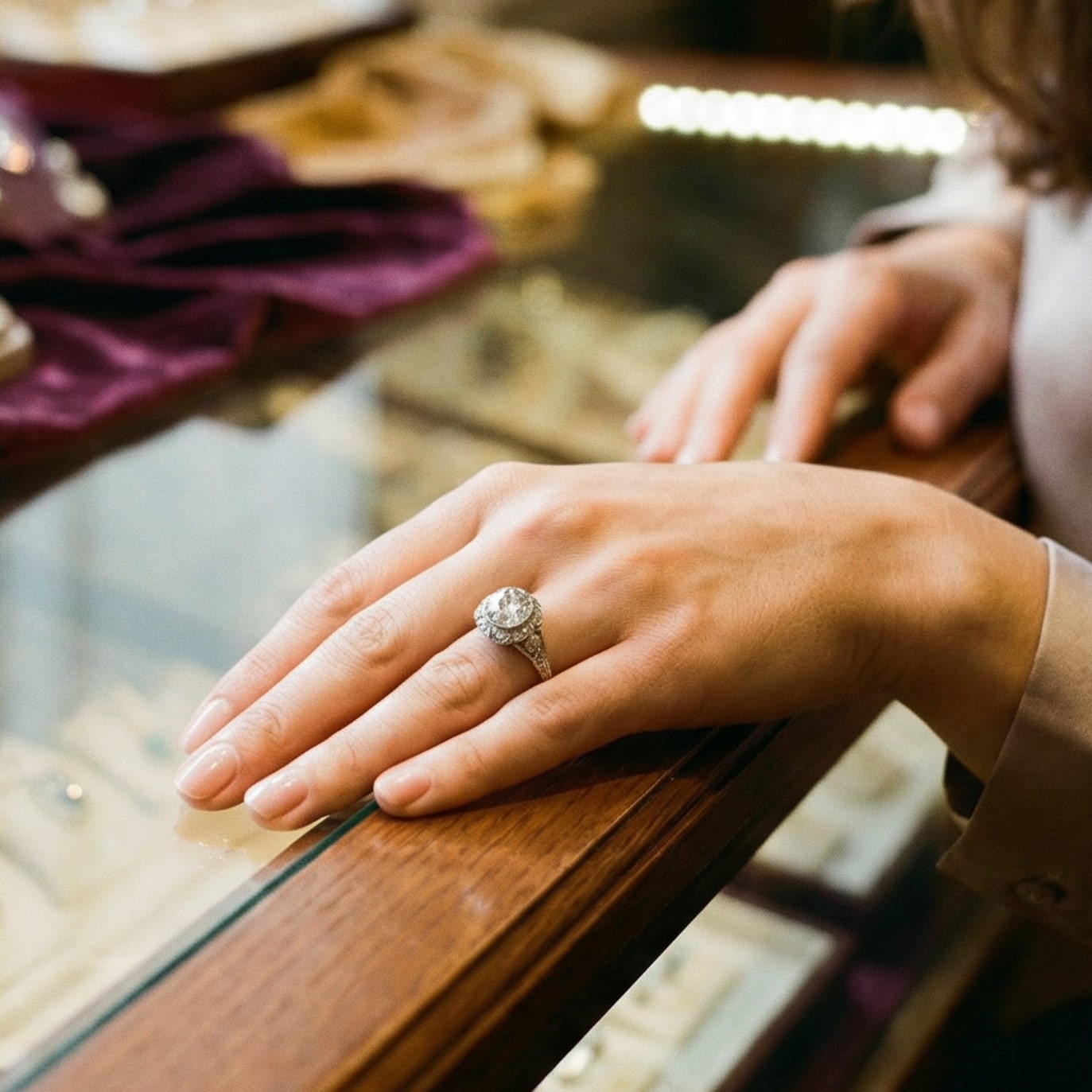Anillo vintage en plata cristalina