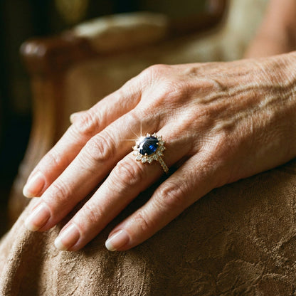 Anillo con Zirconia Azul Oscura Brillante