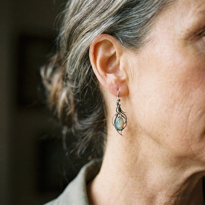 Pendientes Vintage de Ópalo Azul en Plata