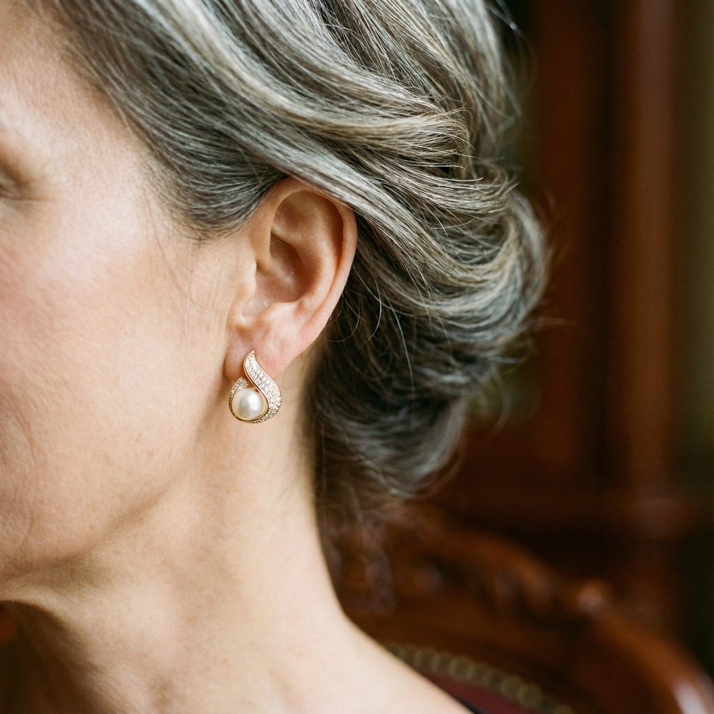 Pendientes de Circonita con Perlas Brillantes