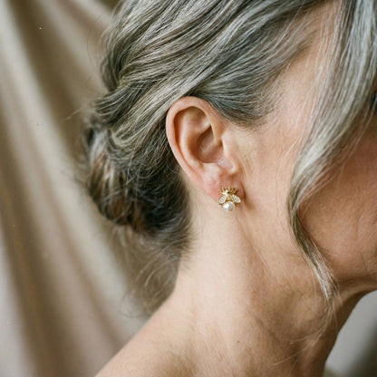 Pendientes de perla y circonita en oro