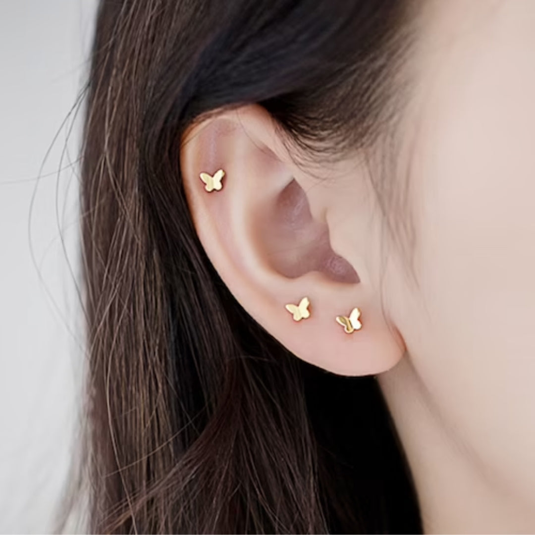 Pequeños Pendientes Mariposa Dorados