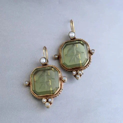 Pendientes con Cristal Verde