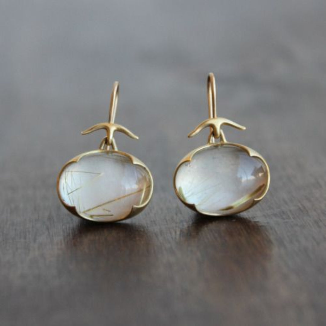Pendientes Vintage en Oro con Piedra de Luna