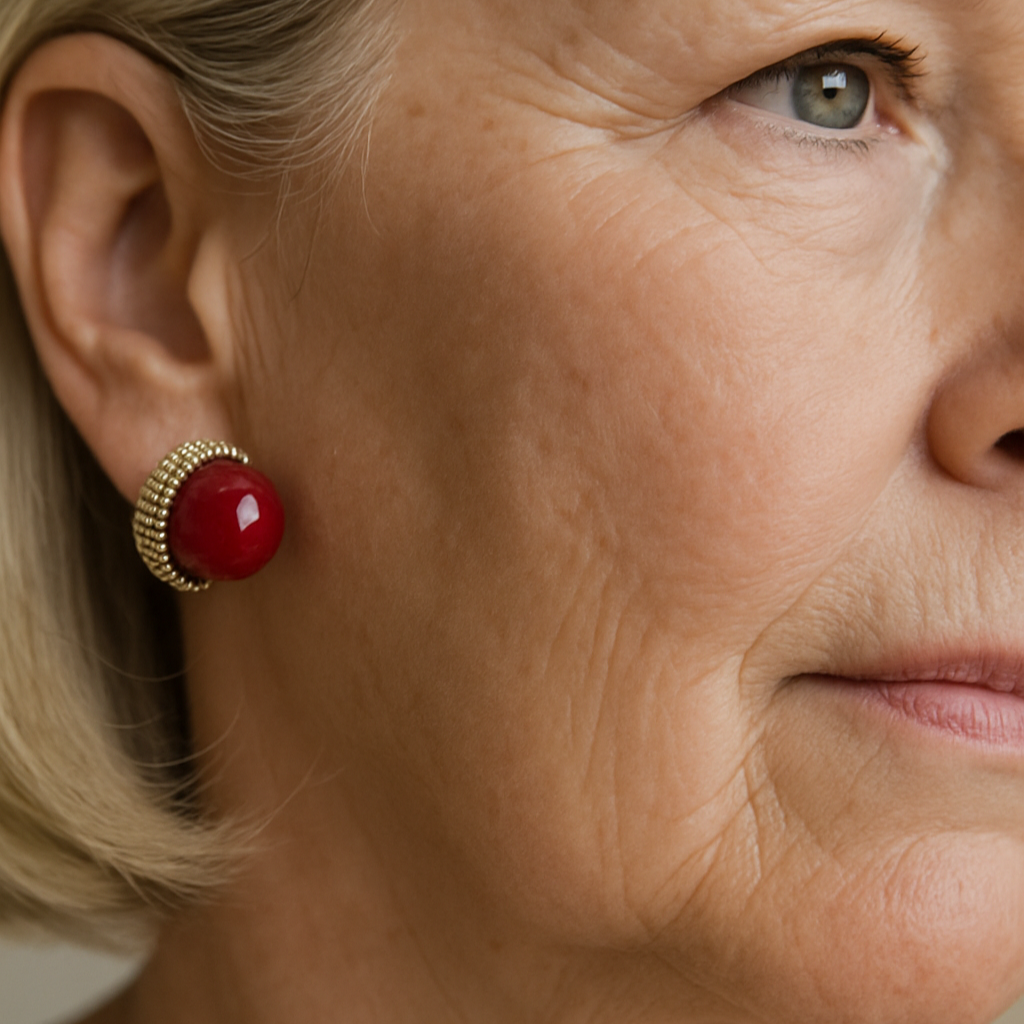 Pendientes de Avellana Roja con Perlas