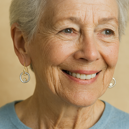 Pendientes Vintage en Oro y Plata con Circonita