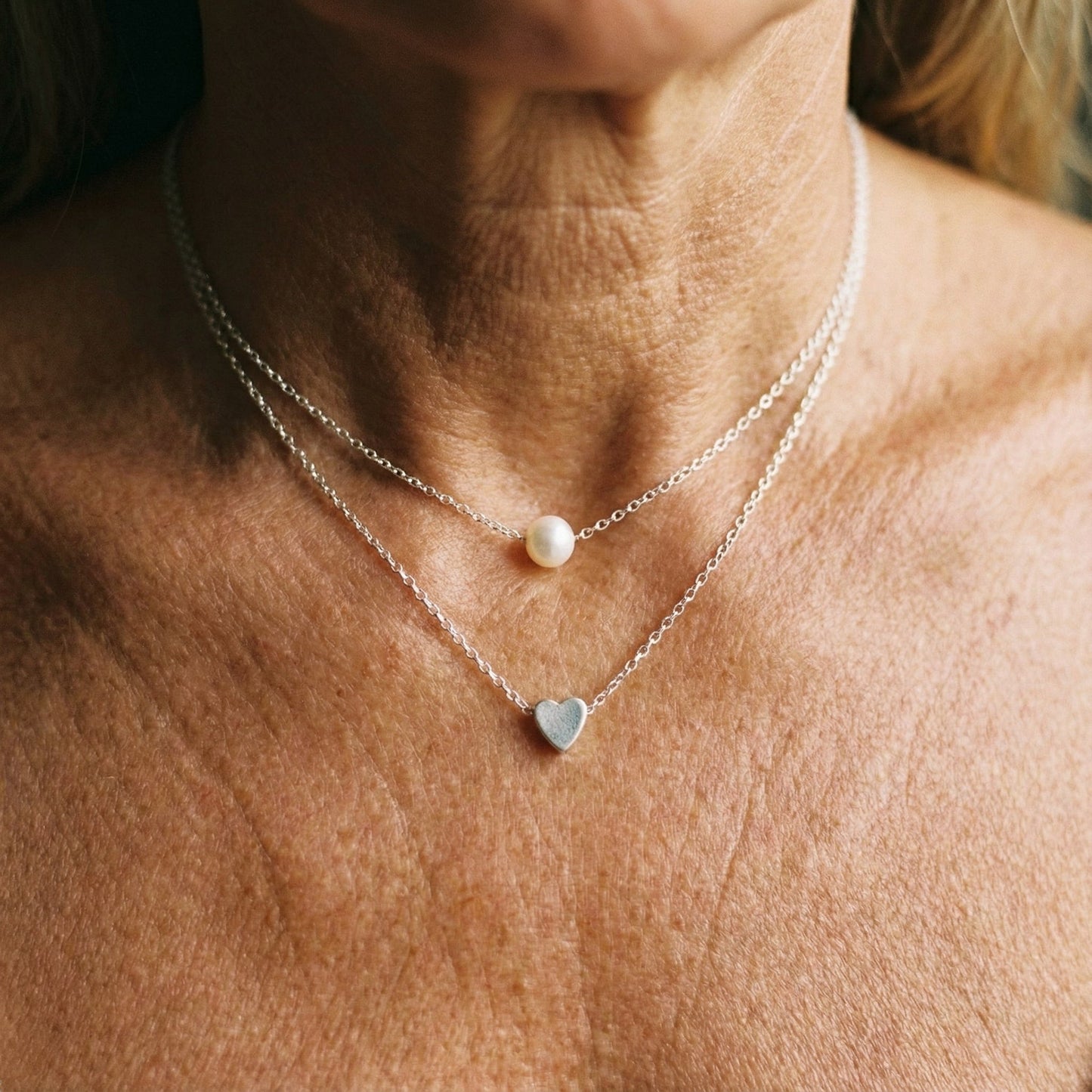 Colgante con Corazón de Plata y Perlas