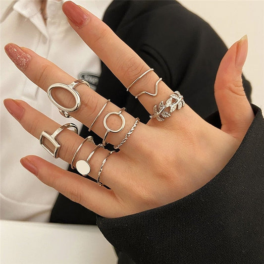 Conjunto de 11 anillos vintage en plata