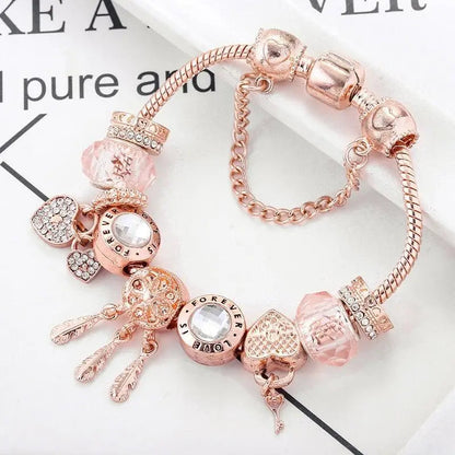 Pulsera Atrapa Sueños Rosa con Pendientes en Plata