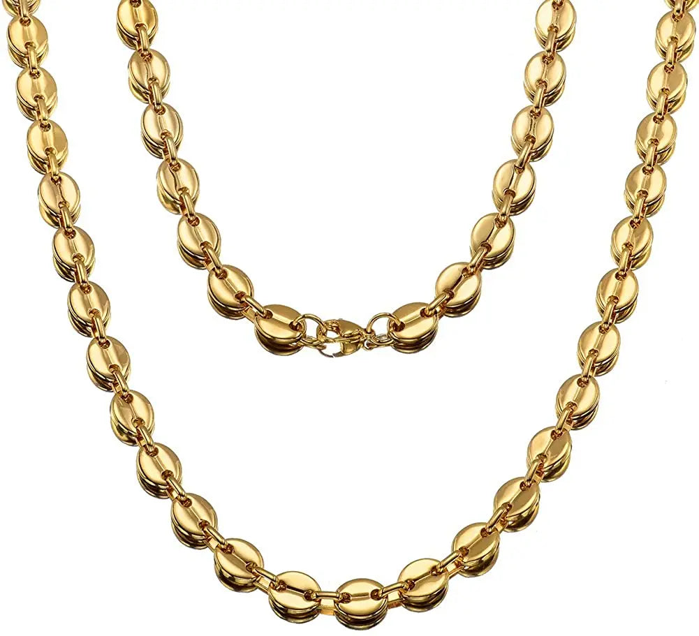 Collar unisex de acero inoxidable con forma de grano de café