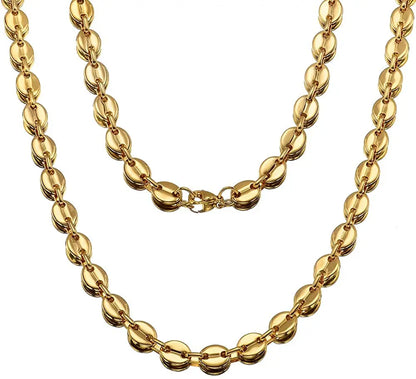 Collar unisex de acero inoxidable con forma de grano de café