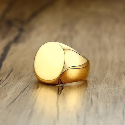 Anillo de sello redondo de acero inoxidable para hombre.