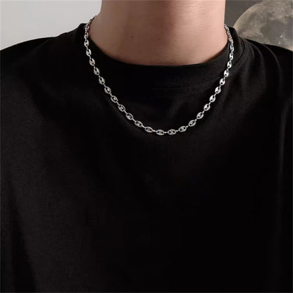 Collar unisex de acero inoxidable con forma de grano de café