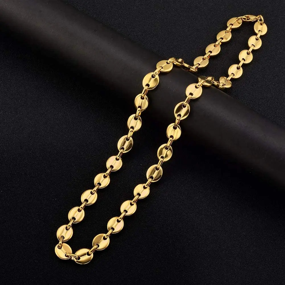 Collar unisex de acero inoxidable con forma de grano de café