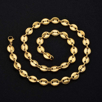 Collar unisex de acero inoxidable con forma de grano de café