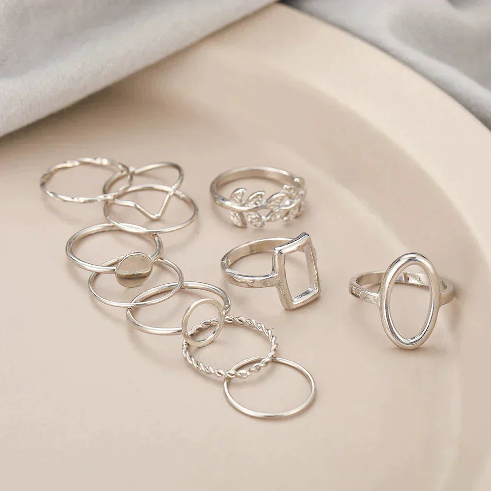Conjunto de 11 anillos vintage en plata