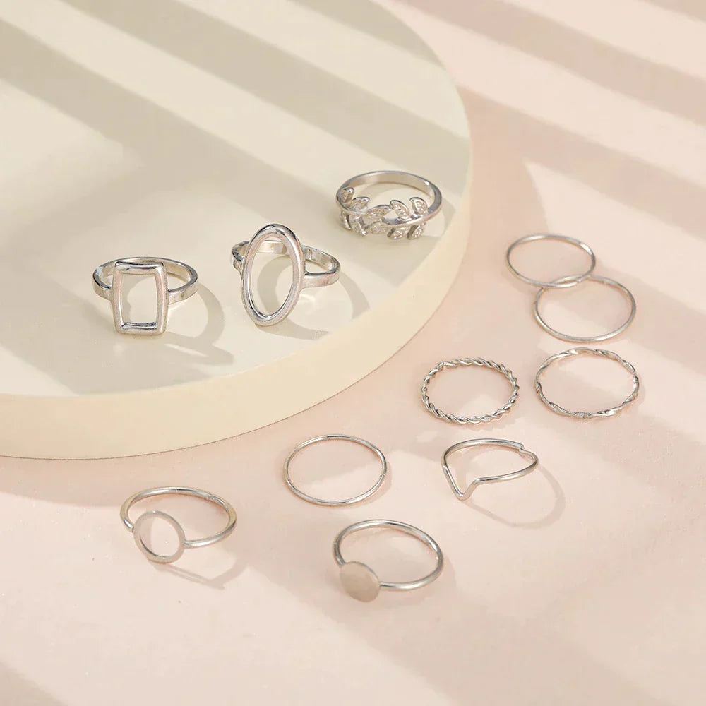 Conjunto de 11 anillos vintage en plata