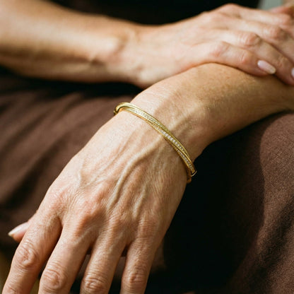 Pulsera de cristal elegante con dos filas en oro