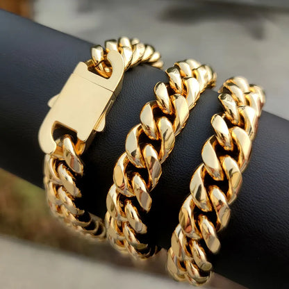 Cadena de acero inoxidable de eslabones cubanos de Miami