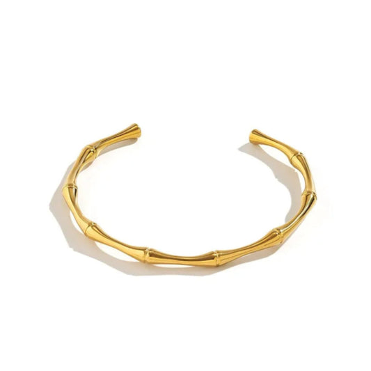 Pulseras de puño abiertas con unión de bambú