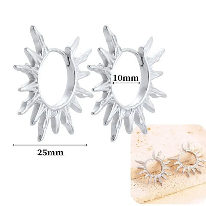 Pendientes de aro de plata de ley 925 con estilo de tachuelas puntiagudas