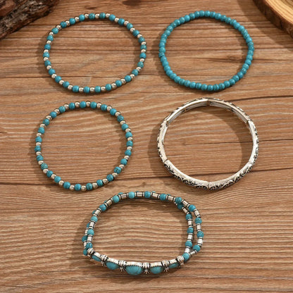 Conjunto de Pulseras Boho con Cuentas Turquesa