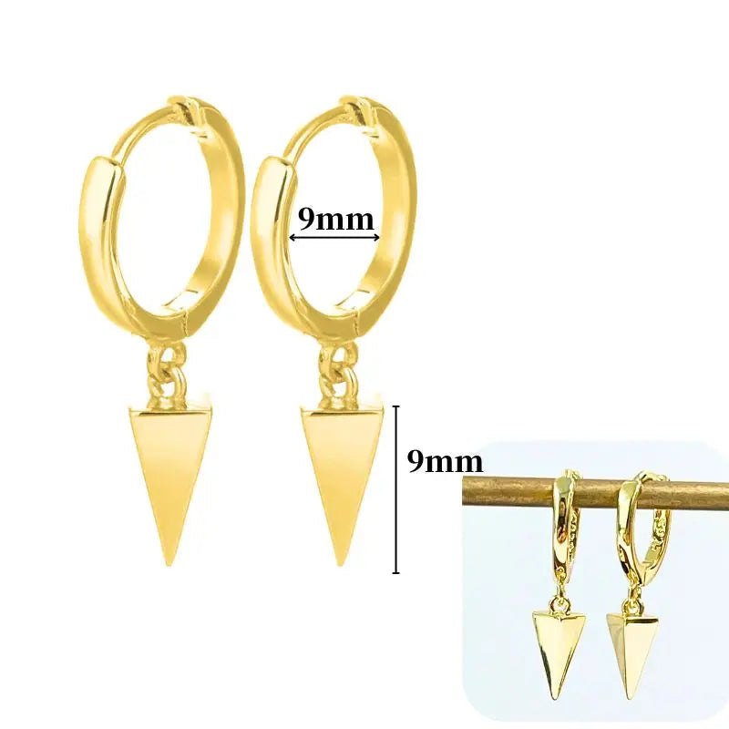 Pendientes de aro de plata de ley 925 con estilo de tachuelas puntiagudas