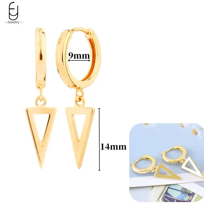 Pendientes de aro de plata de ley 925 con estilo de tachuelas puntiagudas