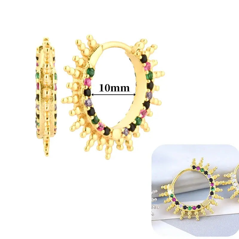 Pendientes de aro de plata de ley 925 con estilo de tachuelas puntiagudas