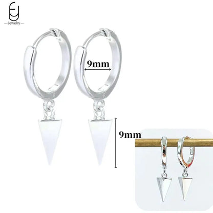 Pendientes de aro de plata de ley 925 con estilo de tachuelas puntiagudas