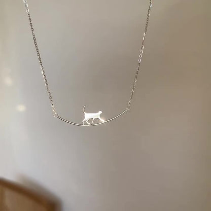 Collar Gato Escalador en Plata
