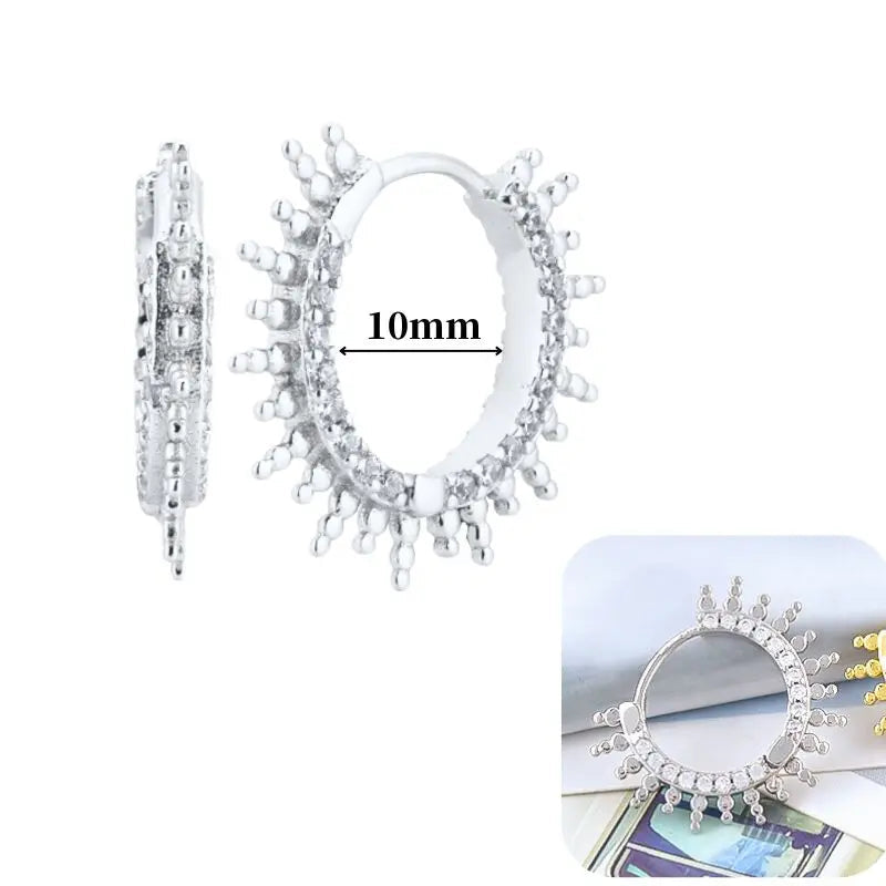Pendientes de aro de plata de ley 925 con estilo de tachuelas puntiagudas