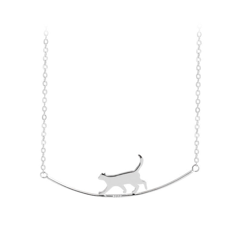 Collar Gato Escalador en Plata