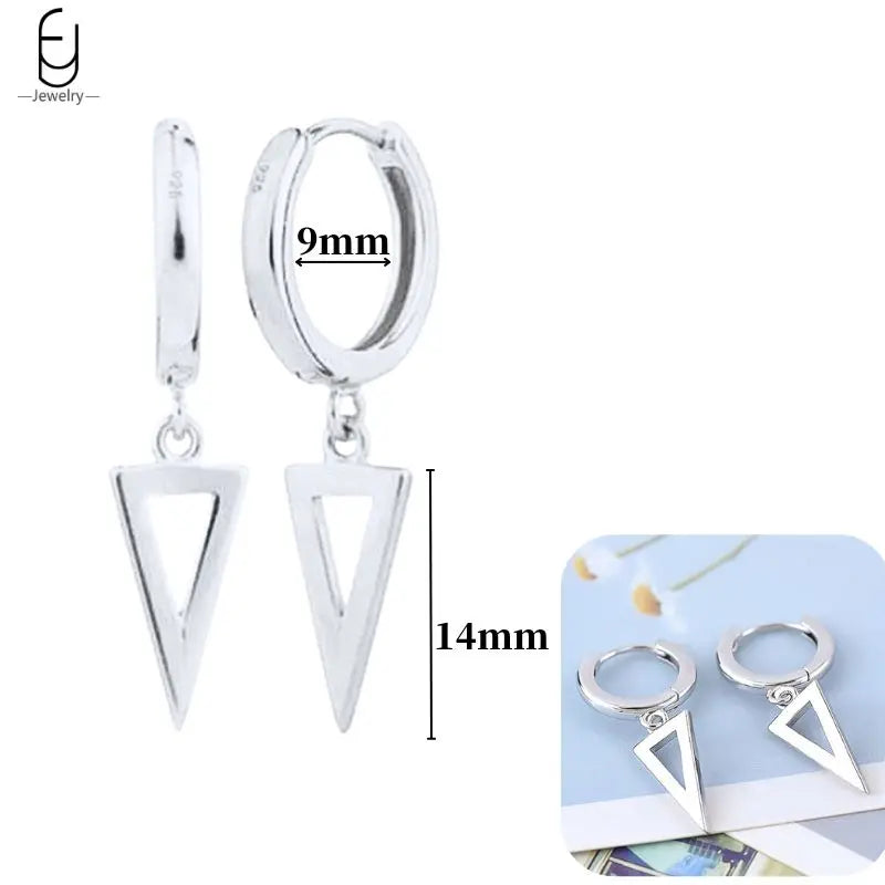 Pendientes de aro de plata de ley 925 con estilo de tachuelas puntiagudas