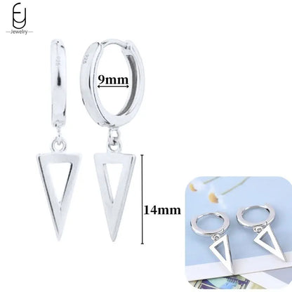 Pendientes de aro de plata de ley 925 con estilo de tachuelas puntiagudas
