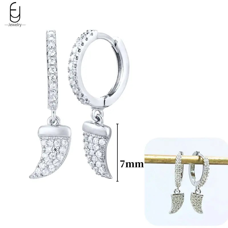 Pendientes de aro de plata de ley 925 con estilo de tachuelas puntiagudas