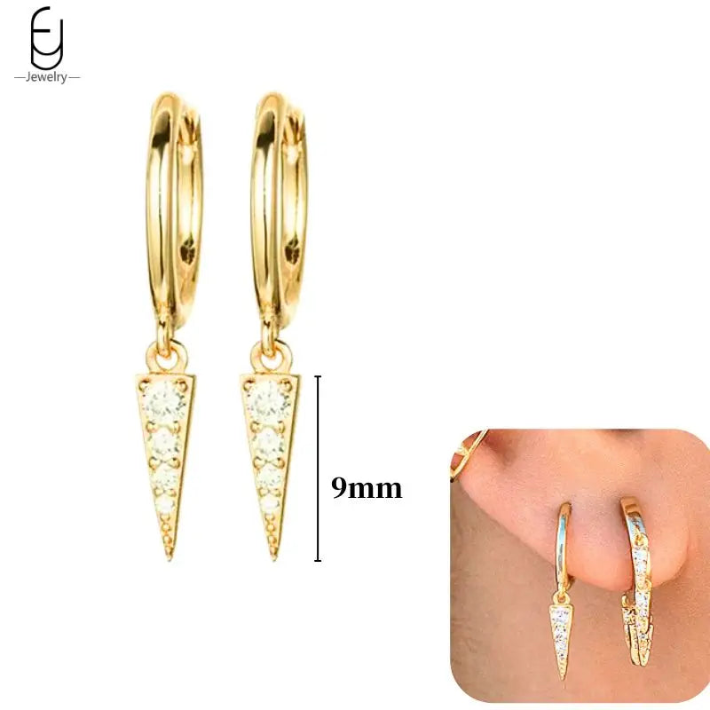 Pendientes de aro de plata de ley 925 con estilo de tachuelas puntiagudas