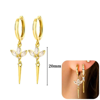 Pendientes de aro de plata de ley 925 con estilo de tachuelas puntiagudas