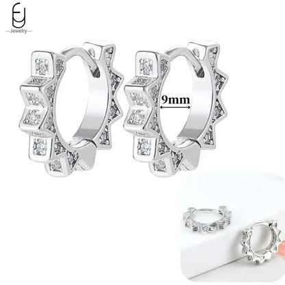 Pendientes de aro de plata de ley 925 con estilo de tachuelas puntiagudas