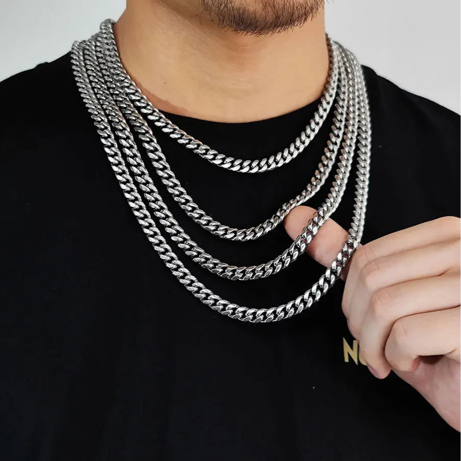 Cadena de acero inoxidable de eslabones cubanos de Miami